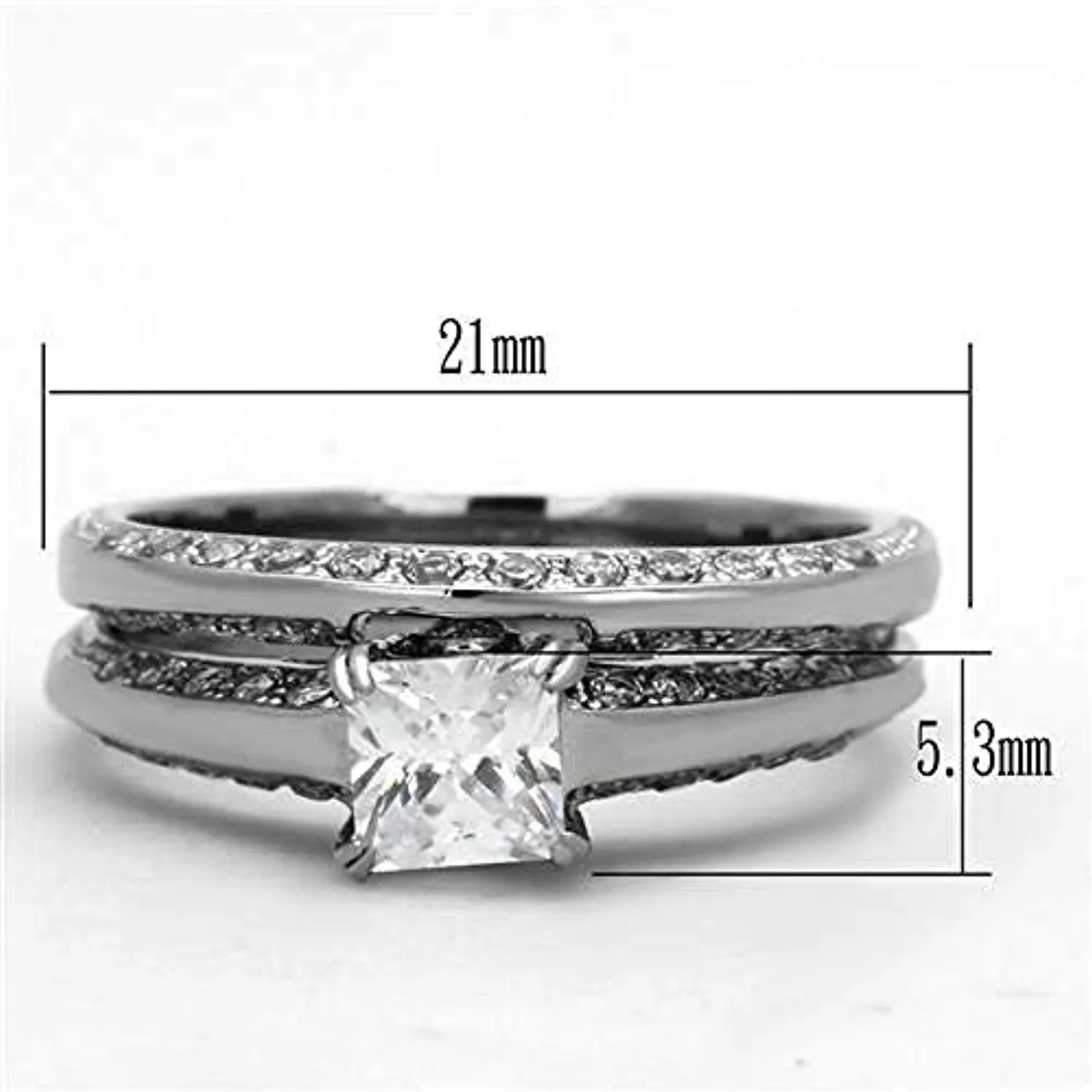 WildKlass Stainless Steel Wedding Ring High Polished (no Plating) Women AAA Grade CZ Clear